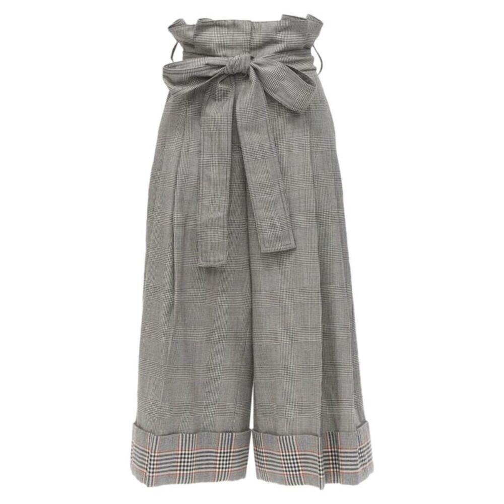 Alexander McQueen checked wool paperbag waist cuffed pants